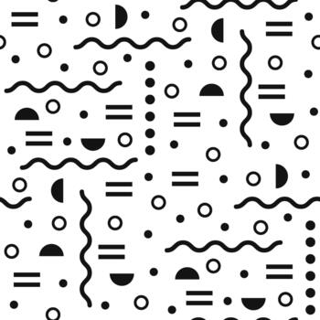 Seamless abstract Memphis pattern featuring geometric shapes vector