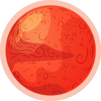 Mars planet displaying a textured red surface vector
