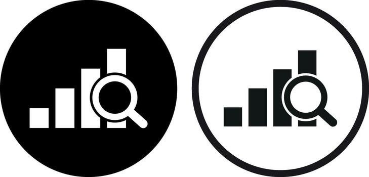 Financial forecast icon set in two styles . Data analysis icon . Research analytics icon vector