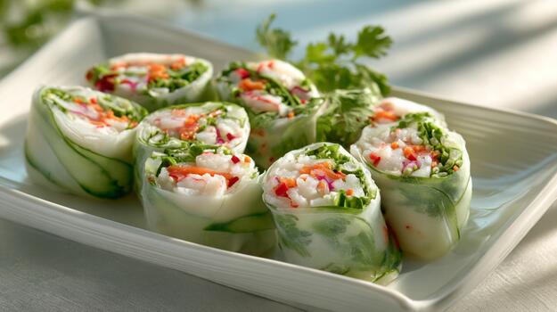 Fresh Spring Roll Preparation, Culinary Art photo
