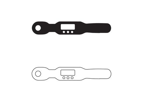 Digital Torque Wrench Silhouette and Outline Icons for Precision Tools vector
