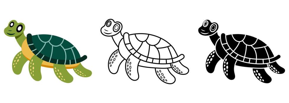 plano obra de arte de un Tortuga aislado en blanco antecedentes vector