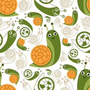 Seamless pattern design with snail vector