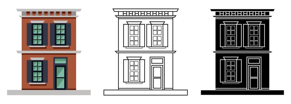 Flat artwork of a building isolated on white background vector