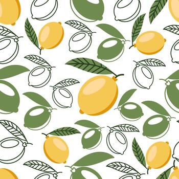 Fresh lemon seamless pattern design vector