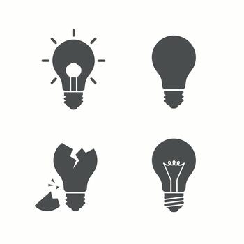 bombilla idea y problema resolviendo íconos conjunto vector