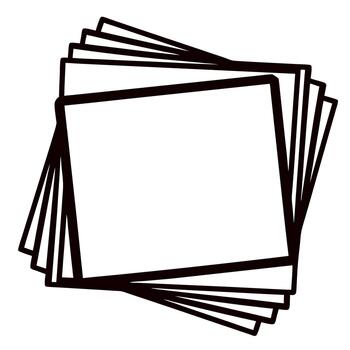 minimalista mano dibujado apilar de blanco cuadrado documentos superposición en negro contorno en blanco antecedentes ilustración vector