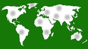 mondo carta geografica viaggio itinerario Posizione animazione, mondo carta geografica mostrando il posizioni di paesi di linea globale attività commerciale networking sistema In tutto il mondo. video