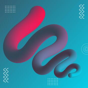 Abstract vibrant fluid shape with gradient colors on a modern blue background, featuring subtle geometric decorative elements, modern abstract background design vector