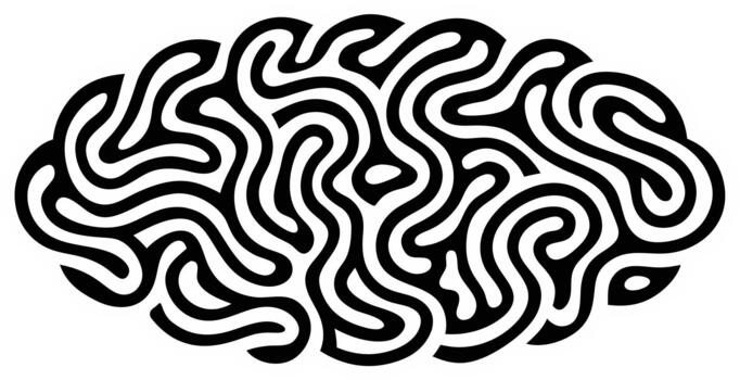 Abstract black and white brain pattern illustration representing thought, intelligence, complexity, and neurology concepts. vector