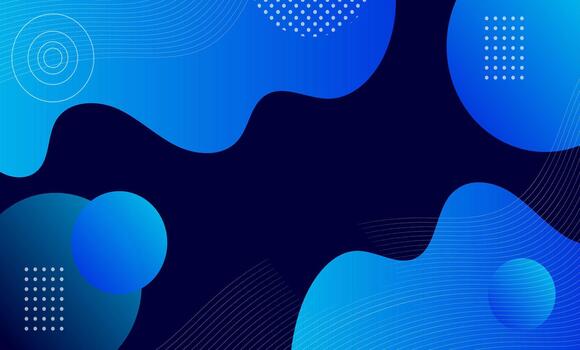Abstract blue gradient fluid shapes with geometric patterns on a dark background, dynamic modern digital art design illustration. vector