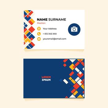 Modern creative business card template with geometric square pattern vector
