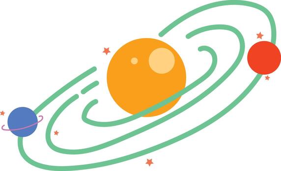 Stylized Solar System and Orbits vector