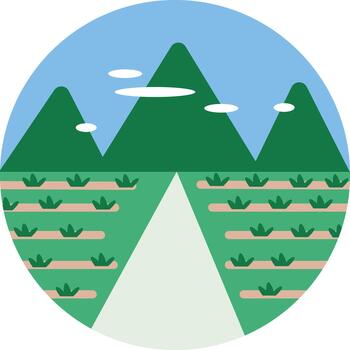 Path Through Green Fields and Mountains vector