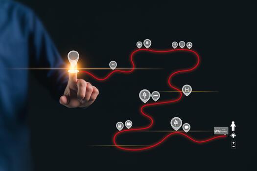 Travel, planning travel routes with accurate online and offline applications, routing to avoid traffic problems and reduce accidents to reach the destination safely, pinpoint necessary service points photo