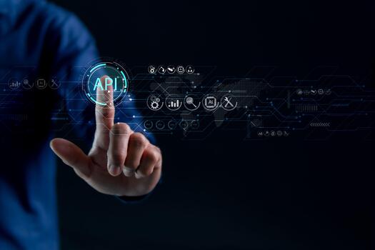 The API concept is the interface between today's advanced technology systems, the exchange of large amounts of data, and the communication that connects software systems photo