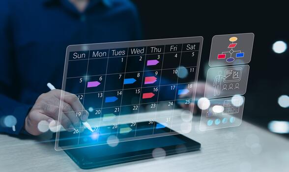 The concept of online calendar can control and manage time and activities in advance, set clear direction and goals, and have accurate strategies for negotiating with business partners. photo