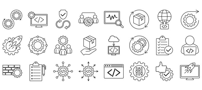 conjunto de devops iconos, vector