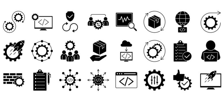 conjunto de devops iconos. vector