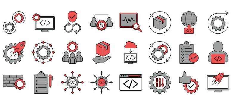 conjunto de devops iconos vector