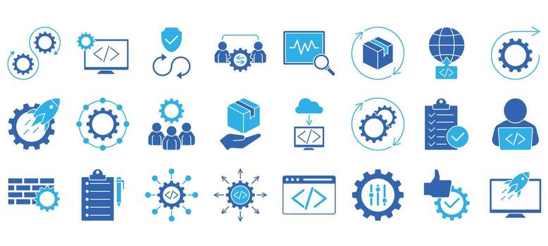 set of devops icons vector