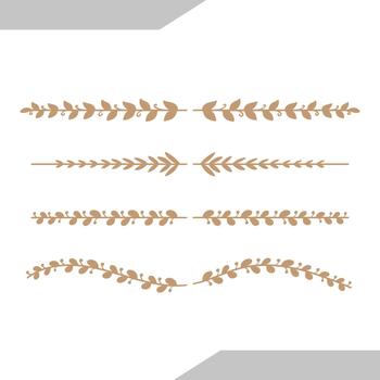 Decorative floral dividers with leaf patterns in a horizontal vector