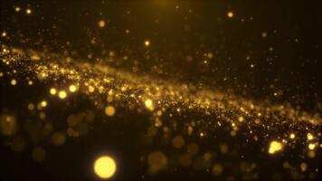 gyllene skimrande partiklar strömmande mjukt i en fascinerande ljus dansa skapande ett elegant lyxig och magisk visuell atmosfär video