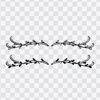 Leaves vines line divider for text layout separator decoration element set vector