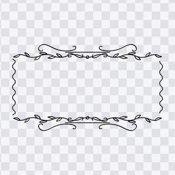 Minimalist horizontal rectangular border with hand-drawn botanical vine elements vector