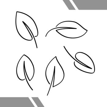 Leaf icons in one line continuous art set vector