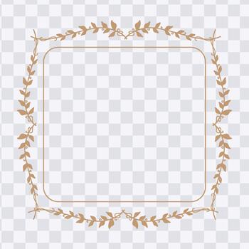 Elegant gold square frame or border decorated with intertwined botanical vine and leaf elements vector