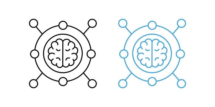 Brain network line icon set artificial intelligence concept. illustration. federated learning symbol vector