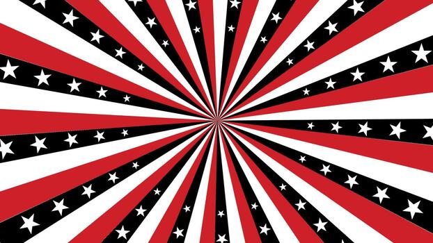 Vibrant Red, Black, and White Starburst Pattern with Bold Stripes Creates a Dynamic and Energetic Visual Effect Suitable for Celebratory Themes vector