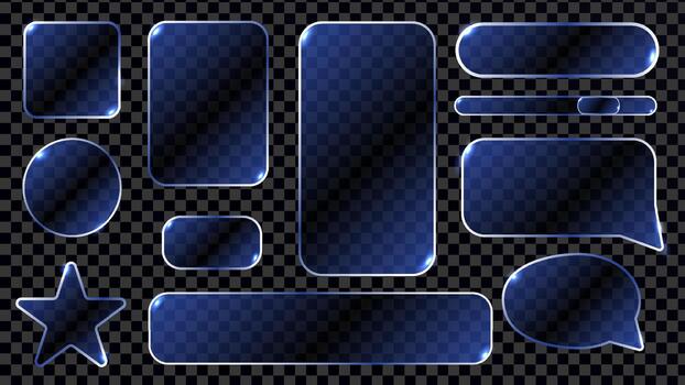 A set of Glossy Blue Geometric Shapes with Various Dimensions and Styles vector