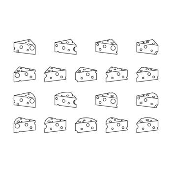 Multiple cheese outline icons showing assorted shapes vector