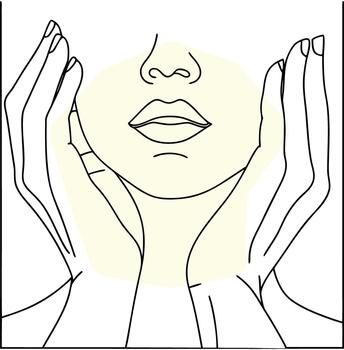 Abstract outline of a face with hands minimalist style vector