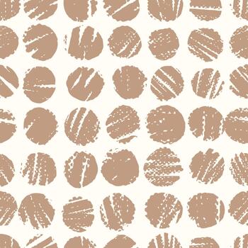 Subtle pattern with hand drawn beige nude dots in perfect grid alignment on white background for elegant home textiles vector