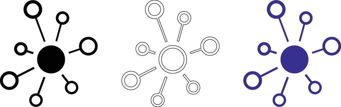 Set of connection icons with network symbols and hub links for business communication eps 10 . vector