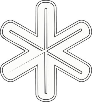A snowflake is shown in a line drawing vector