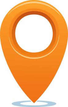 Vibrant orange pointer pinpointing location on maps for destinations and navigation apps illustration graphic design vector