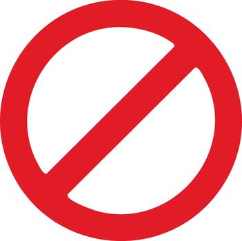 Red circle with diagonal line indicating prohibition restriction or no entry warning vector