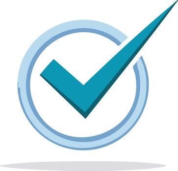 azul cheque marca símbolo icono dentro un ligero azul circulo indica verificación y confirmación vector