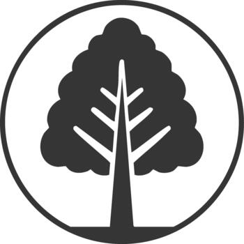 silueta de un estilizado árbol dentro un circulo para naturaleza y ecología conceptos vector