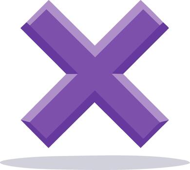 púrpura X marca símbolo 3d ilustración para error Eliminar cerca cancelar íconos vector