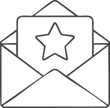 estrella mensaje en abierto sobre icono digital correo realimentación importante notificación concepto vector