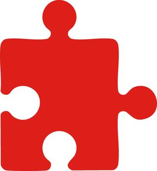 Bright Red Jigsaw Piece Concept Symbolizing Unity, Connection and Strategy for Problem Solving and Teamwork vector