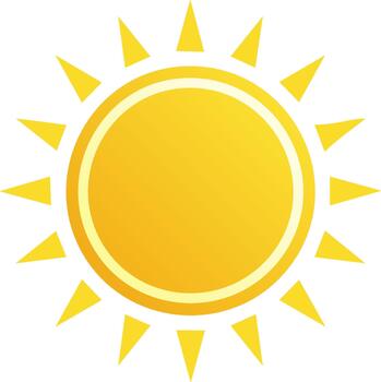Bright Yellow Sun Icon with Sharp Rays Symbolizing Daylight and Warmth vector