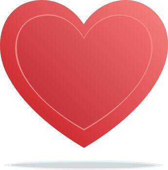 Red heart icon with subtle gradient and inner outline a symbol of love and affection vector