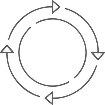 Circular Arrows Symbol for Rotation Recycling or Refreshing Process vector
