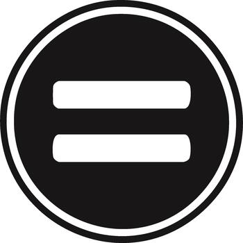 Simple flat icon of an equals sign inside a circle symbol for equality or calculation vector
